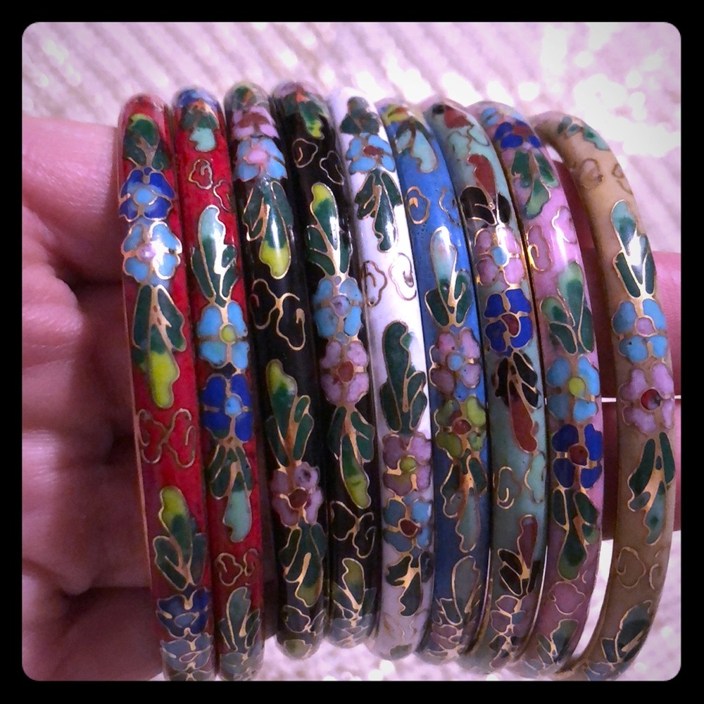 Tonya Cloisonné vintage hand painted bangles